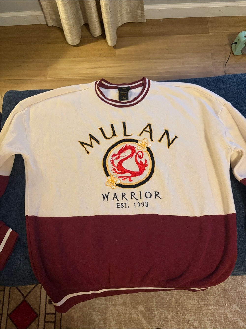 MULAN Warrior Crewneck Sweatshirt - White & Burgundy
